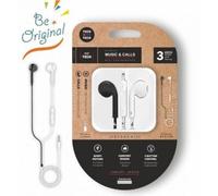 Auriculares Tech One Tech earTECH Be Original con cable Mini Jack 3.5 mm, micrófono y controles, blanco y negro