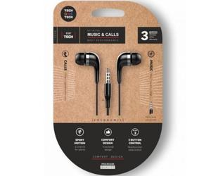 Auriculares Tech One Tech TEC1005 con cable Jack 3,5 mm intrauditivos con micrófono negros
