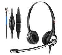 Auriculares Teléfono Fijo RJ9 Binaural, Micrófono con Cancelación de Ruido, Quick Disconnect, WANTEK Cascos con Control de Volumen para Cisco 7942 7945 o Amplificadores Plantronics M10 M12(602QC1)