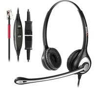 Auriculares Teléfono Fijo RJ9 Dual, Micrófono con Cancelación de Ruido, Quick Disconnect, WANTEK Cascos Centro de Llamadas para Yealink Avaya Cisco Grandstream Panasonic KXT Teléfonos IP(602QY1)