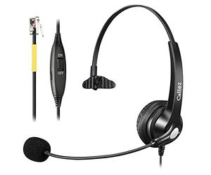 Auriculares Teléfono Fijo RJ9 Mono, Micrófono con Cancelación de Ruido, Cascos Centro de llamadas para Grandstream GXP2130 2160 2170 1610 1625 1630 Yealink SIP-T41P T21P T23G T46 Snom D725 Avaya 1608