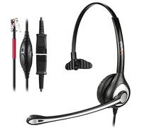 Auriculares Teléfono Fijo RJ9 Mono, Micrófono con Cancelación de Ruido, Quick Disconnect, WANTEK Cascos Centro de Llamadas para Yealink Avaya Cisco Grandstream Panasonic KXT Teléfonos IP(600QY1)