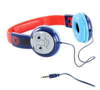 Auriculares Thomas and Friends seguros para niños en azul y rojo.