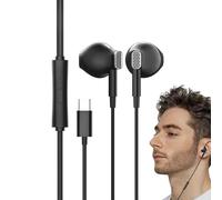 Auriculares tipo C con cable, auriculares con cable USB, sonido claro | Auriculares internos con cancelación activa de ruido para teléfonos inteligentes, tabletas, computadoras portátiles, la mayoría