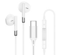 Auriculares tipo C con cable para iPhone 17e, 17, 16, 15 Pro Max, auriculares con cable USB C con micrófono, control de volumen, cancelación de ruido para Google Pixel 10a 10 9 Pro XL Samsung Galaxy
