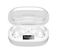 Auriculares Tooth 4 En 1 Mini Auriculares inalámbricos Verdaderos 5,3 Clip en conducción de Auriculares inalámbricos para Correr Pantalla Digital Auriculares Tooth Deporte (White, One Size)
