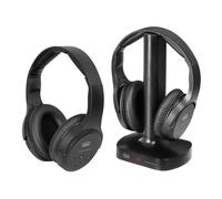 Auriculares Trevi inalámbricos y con cable para TV alcance 30m color negro