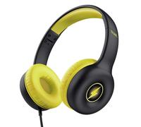 Trust Nouna Auriculares con Cable para Niños 4-10 Años, Límite de Volumen (85dB), Cascos Plegables con Micrófono Incorporado y Adhesivos, Cable 3.5mm, Auriculares Infantiles para Switch, Negro