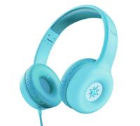 Trust Nouna Auriculares con Cable para Niños 4-10 Años, Límite de Volumen (85dB), Cascos Plegables con Micrófono Incorporado y Adhesivos, Cable 3.5mm, Auriculares Infantiles para Switch, Azul