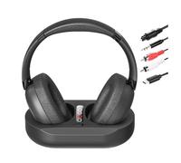 Auriculares TV Inalámbrica para Personas Mayores con Asiento de Carga Transmisor, 2.4G RF & Bluetooth5.3 para Todos TVs, Sin Retraso de Audio, Batería 50 Horas, Plug & Play, Ligero Auricular Regalo