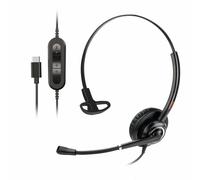 Auriculares USB C, 1 Oreja por Encima de la Oreja USB Tipo C con micrófono con cancelación de Ruido para PC portátil, Lablet, teléfono móvil, para Equipos Skype Chat con Zoom Pixel iPad Pro, Sony