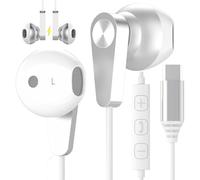 Auriculares USB C, auriculares magnéticos USB-C con cable estéreo de alta fidelidad tipo C con control de volumen de micrófono para iPhone 16, 15 Pro Max Plus, iPad, Samsung Galaxy S25, S24, S23 Ultra