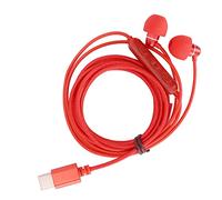Auriculares USB C, Auriculares Tipo C de 1,2 M Y Auriculares Tipo C con Micrófono, Auriculares con Cable en la Oreja, Control de Volumen, Cómodos de Llevar (Tipo c Rojo 1,2