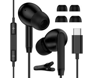 Auriculares USB C con cable para iPhone 17, 16, 15 Pro Max, tipo C, auriculares con micrófono para Samsung S26+ S25 S24 S23 FE S22 A56 A55 A17 A16 Z Flip 7, Google Pixel 10 9