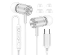 Auriculares USB C con cable para Samsung Galaxy S25 S24 S23 S22 S21 A17 A16 A15 A56 A55 A54 A53 A36 A35, auriculares USB C con cable USB-C con micrófono y control de volumen para iPhone 17, 16, 15