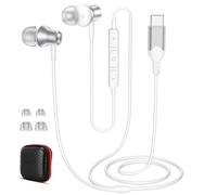 Auriculares USB C con Cable Tipoc para Xiaomi 17T Pro REDMI Note 17 15 Pro+ | Magnéticos Cascos in Ear USB C con Micrófono y Control Volumen para móvil Honor Magic V6 600 Lite, Plata