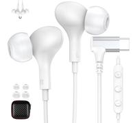 Auriculares USB C con cable USB tipo C para Google Pixel 10 Pro XL 9 Pro para iPhone 17 Pro 16 15 Samsung S25 Ultra A16 S21 S23 con cable de ángulo recto con micrófono y control de volumen, color