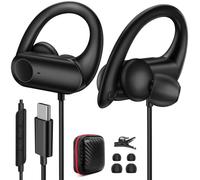 Auriculares USB C con Gancho para la Oreja para iPhone 17 Pro 16 Pixel 10 9 | Deporte Tipo C Audifonos con Cable Micrófono Cancelación Ruido para Samsung A57 Galaxy A37 5G Xiaomi 17T para Correr,Fitness