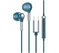 Auriculares USB C de 14 mm, controlador dinámico para graves potentes y llamadas claras, auriculares magnéticos con cable con control remoto para Samsung para tabletas Galaxy, color negro (azul)