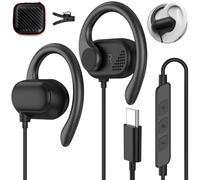 Auriculares USB C para iPhone 16 15 Pro 5G, auriculares tipo C con cable micrófono con gancho para la oreja para Samsung A56 A34 Galaxy A55 A54 S25 Pixel 9a 8 7 POCO X7 para correr, gimnasio, fitness