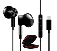 Auriculares USB C para Samsung A17/A16/A26/A36/A56/S25/S24/S23/S22/S21 HiFi Estéreo Magnético Headphones USB Tipo C Auriculares con cable Earphone con micrófono para iPhone 17 16e 15 Pixel 9a 10 negro