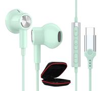 Auriculares USB C para Samsung A17/A16/A36/A56/S25/S24/S23/S22/S21 HiFi Estéreo Magnético Auriculares USB Tipo C Headphones con cable Earphones con micrófono para iPhone Air 17 16e 15 Pixel 10 9a cian