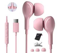 Auriculares USB C para Samsung S24 S23 S22 S25 Ultra A55 A54 A53 A33 5G iPhone 15 16 Pro MAX Magnéticos Auriculares Tipo C Hi-Fi Estéreo In-Ear Cascos con Cable y Microfono Pixel 8 7 Huawei Rosa