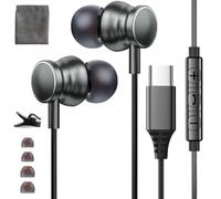 Auriculares USB C para Samsung S25 Ultra S24 S23 Fe S22+, auriculares tipo C con micrófono, control de volumen estéreo de alta fidelidad, auriculares con cable USB C para iPhone 16, 15, Pro Max Plus