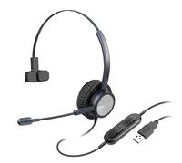 Auriculares USB cómodos 1Ear con micrófono con cancelación de Ruido para computadora, computadora portátil, para Equipos, Skype, dragón, Dictado, Jabber, Zoom, Oficina, Escuela, cursos y Juegos