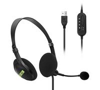 Auriculares USB con Cancelación de Ruido de Micrófono y Controles de Audio, Auriculares de Computadora de Banda Ancha para Empresas UC Skype Lync Softphone Call Center Office, (Negro)