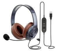 Auriculares USB con Micrófono Estéreo con Cancelación de Ruido para Computadora, Computadora Portátil, Compatible con Skype, Dragon, Dictado, Jabber, Zoom, Oficina, Clase, Escuela, E-Learning y Juegos