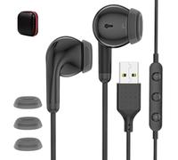Auriculares USB con micrófono para PC, USB A, con cable, control de pista, aislamiento de ruido, cable de 2,3 m de largo, auriculares estéreo para HP, Dell Surface, laptop, Mac, PS5, Zoom, oficina