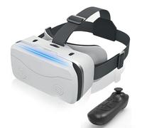 Auriculares VR para teléfono, gafas de realidad virtual con controlador, gafas 3D virtuales montadas en la cabeza, antiluz azul, lentes HD (blancos)
