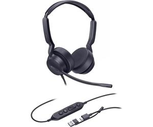 Auriculares Yealink UH42 DUAL TEAMS con cable USB-A/USB-C optimizados para Microsoft Teams, oficina, color negro