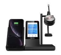 Auriculares Yealink WH66 Mono UC inalámbricos Bluetooth para oficina con micrófono con cancelación de ruido, base de carga y pantalla táctil, color negro