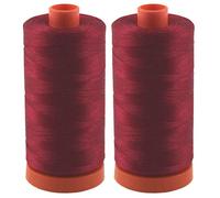 Aurifil 50 WT - 2 carretes de hilo de algodón Mako, color burdeos 2260, 1300 m cada uno, grosor 50