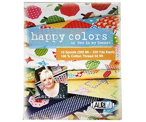 Aurifil Thread Set HAPPY COLORS By Lori Holt 50wt Cotton 10 Small (220 yard) Spools by Aurifil
