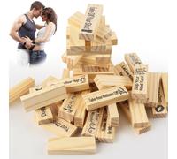 Aurihxus Juego de 48 torres de bloques, juego de apilamiento de bloques de madera para parejas, juego de bloques de madera apilables, divertidos bloques de torre de placer para adultos