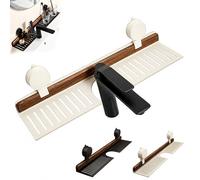 Auriiktch Bathroom Sink Shelf Over Faucet, Bathroom Drainage Storage Shelf, Walnut Wood Suction Cup Faucet Storage Rack, Sink No-Drill Bathrooms Organizer Shelfs with Suction Cup (White 40cm/15.7in)