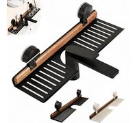 Auriiktch Bathroom Sink Shelf Over Faucet, Bathroom Drainage Storage Shelf, Walnut Wood Suction Cup Faucet Storage Rack, Sink No-Drill Bathrooms Organizer Shelfs with Suction Cup (Black 50cm/19.6in)