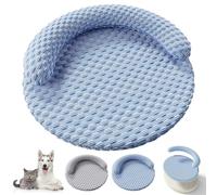 Auriiktch Cat Cooling Bed, Ice Silk Breeze Bed for Cats, Cooling Memory Foam with Heat-Absorbing Ice Silk Fabric, Removable and Washable Design for All-Season Comfort (Blue Set)