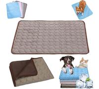 Auriiktch Dog Cooling Mat (4X More Effective), Instant Ice Silk Pet Cooling Mat for Dogs Cats, Washable Summer Foldable Portable Pet Blanket for Kennels, Crates and Beds (Brown, L)