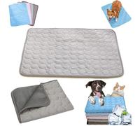Auriiktch Dog Cooling Mat (4X More Effective), Instant Ice Silk Pet Cooling Mat for Dogs Cats, Washable Summer Foldable Portable Pet Blanket for Kennels, Crates and Beds (Grey, L)