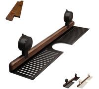 Auriiktch Walnut Suction Cup Bathroom Shelf, No-Drill Bathroom Organizer Shelf for Sink and Vanity, Aluminum Suction Cup Shower Caddy (M Black)