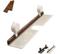 Auriiktch Walnut Suction Cup Bathroom Shelf, No-Drill Bathroom Organizer Shelf for Sink and Vanity, Aluminum Suction Cup Shower Caddy (L White)