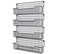 AURIKAR Soporte de pared para especias, organizador de especias para armario y puerta de despensa, juego de 4 estantes colgantes para especias que ahorran espacio para cocina, color negro