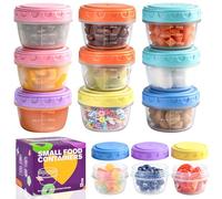 Aurinovellia 12 Piezas Recipiente para Pequeñas, 80ml Tarrinas de Plastico con Tapa, Recipientes Herméticos para Almacenar Alimentos, para Congelador, Microondas y Lavavajillas Color 4,5 X 6 cm