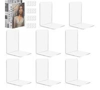 Aurinovellia 8 Piezas SujetaLibros Estanteria, Sujetalibros de Acrílico Transparente con 32 Almohadillas Antideslizantes, Organizador de Libros de 3 mm de Grosor, para Escuela Casa Oficina 10x10x13cm