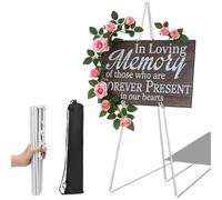 Aurinovellia Caballete Plegable, Trípode Caballete Pintura para Letrero de Boda 160cm, para Carteles Ajustable con bolsa, para Exhibiciones de Arte, Boda, Presentaciones, Carteles, Blanco (Blanco)