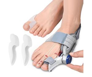 Aurinovellia Corrector de Juanetes, Enderezador Del Dedo Gordo Del Pie, con 1 Pieza Ajustable Corrector Juanetes 2 Silicona Separador de Dedos, Férula para Juanetes, para El Alivio de Juanetes Unisex